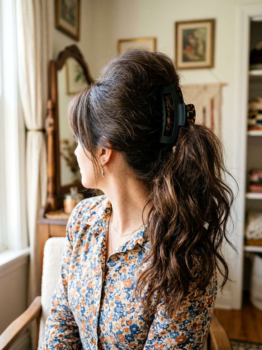 Teased Crown Claw Clip Ponytail - 20 claw clip ponytail for fine hair women - 20 claw clip ponytail for fine hair women