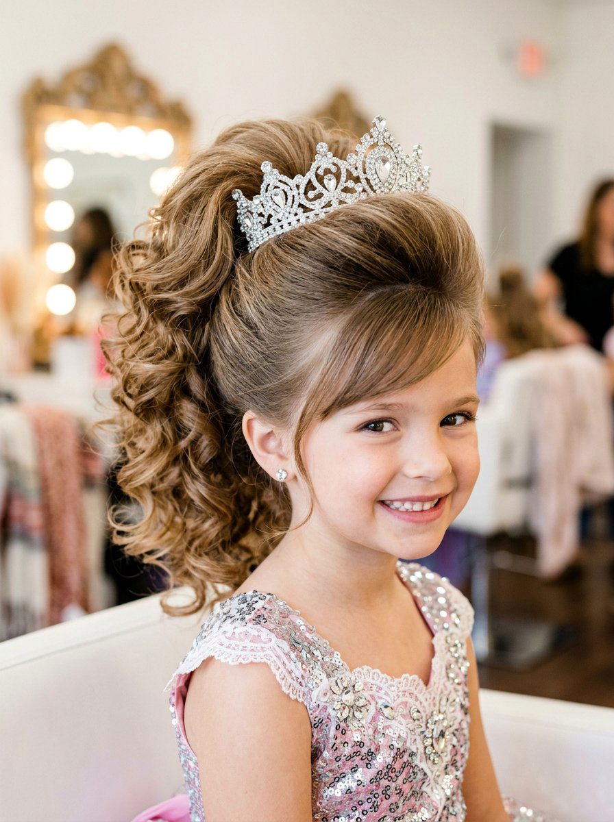 Teased Pageant Pony Updo - 20 pageant updo for little girls - 20 pageant updo for little girls