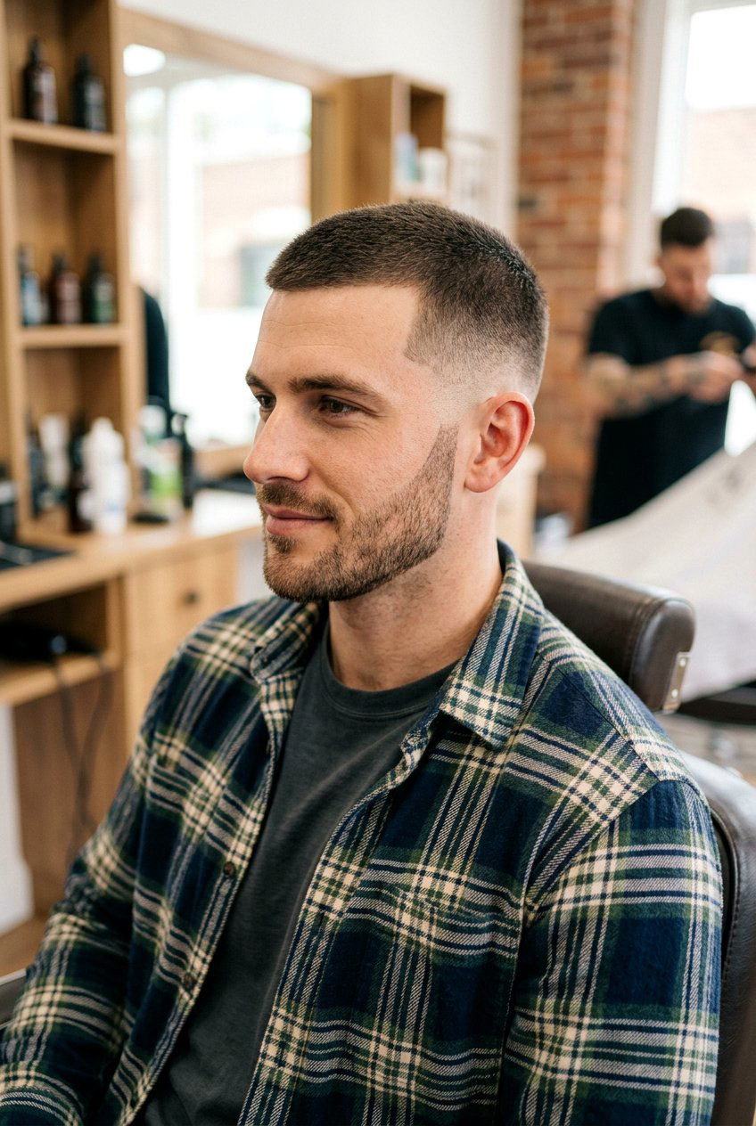 Temple fade buzz cut - 20 buzz cut for round face men - 20 buzz cut for round face men