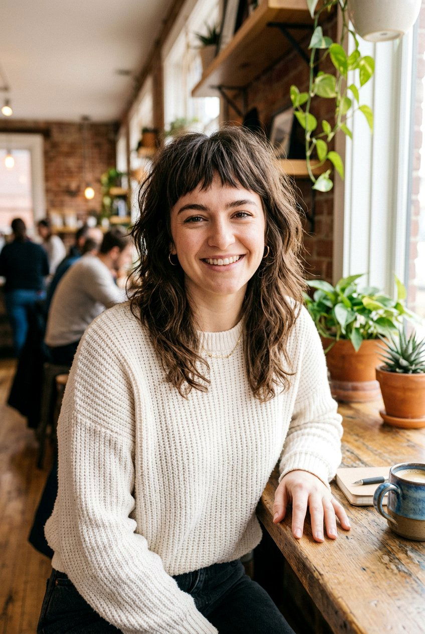 Textured Baby Bangs With Medium Layers - 20 baby bangs haircut for women - 20 baby bangs haircut for women