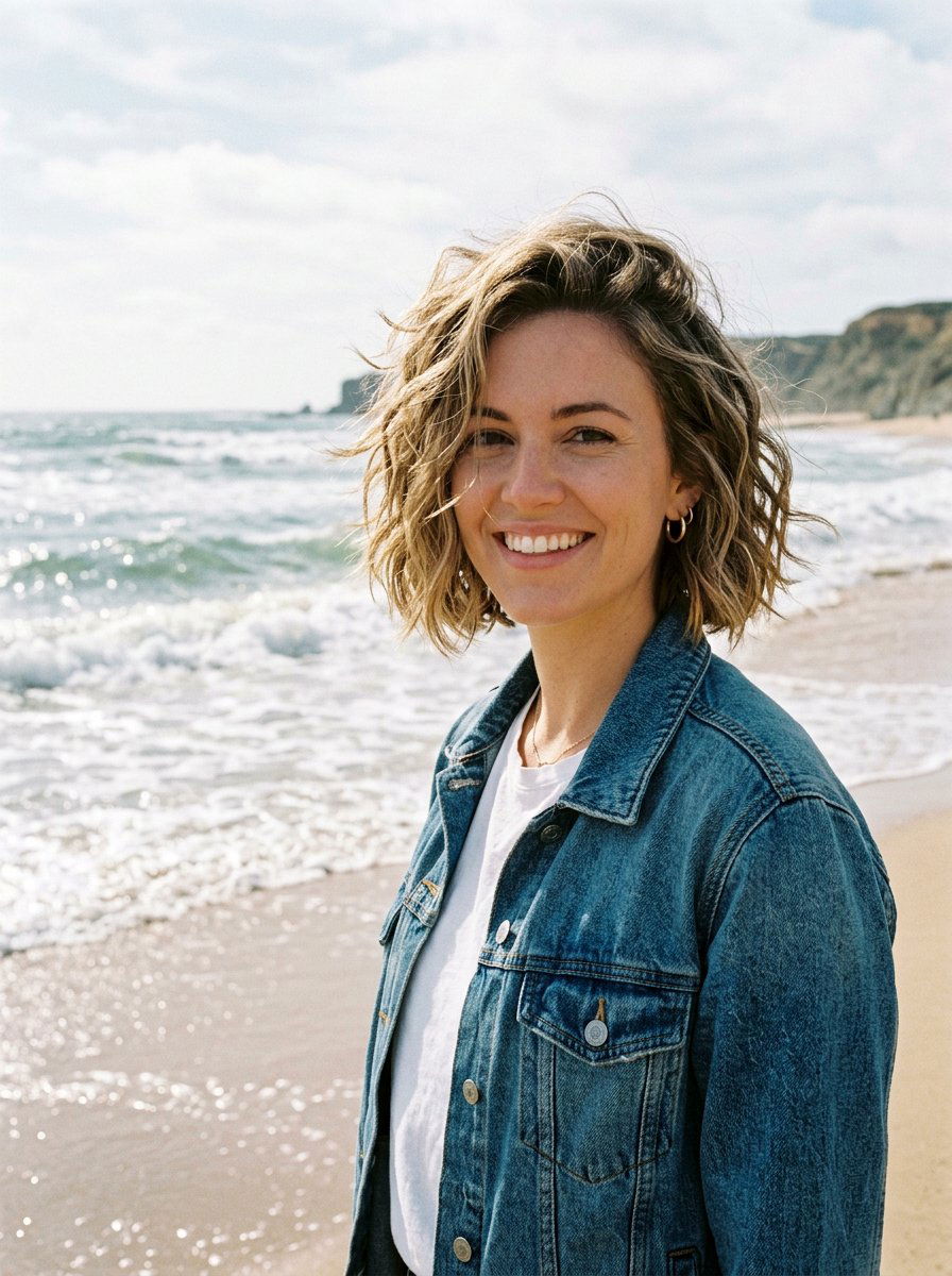Textured Beach Waves Bob - 20 date night hairstyle for shoulder length bob - 20 date night hairstyle for shoulder length bob