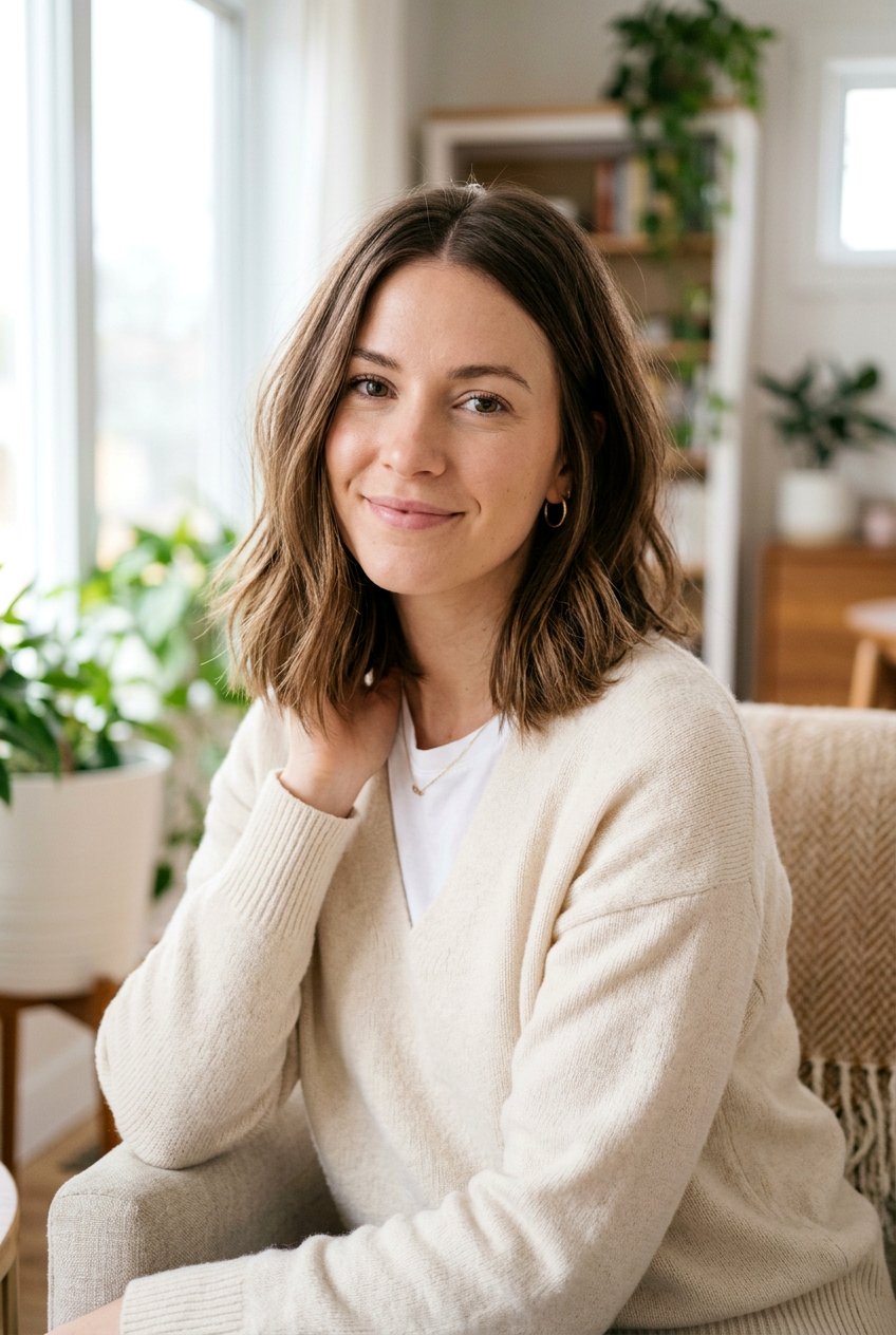 Textured Blunt Lob With Center Part - 20 blunt lob with center part - 20 blunt lob with center part