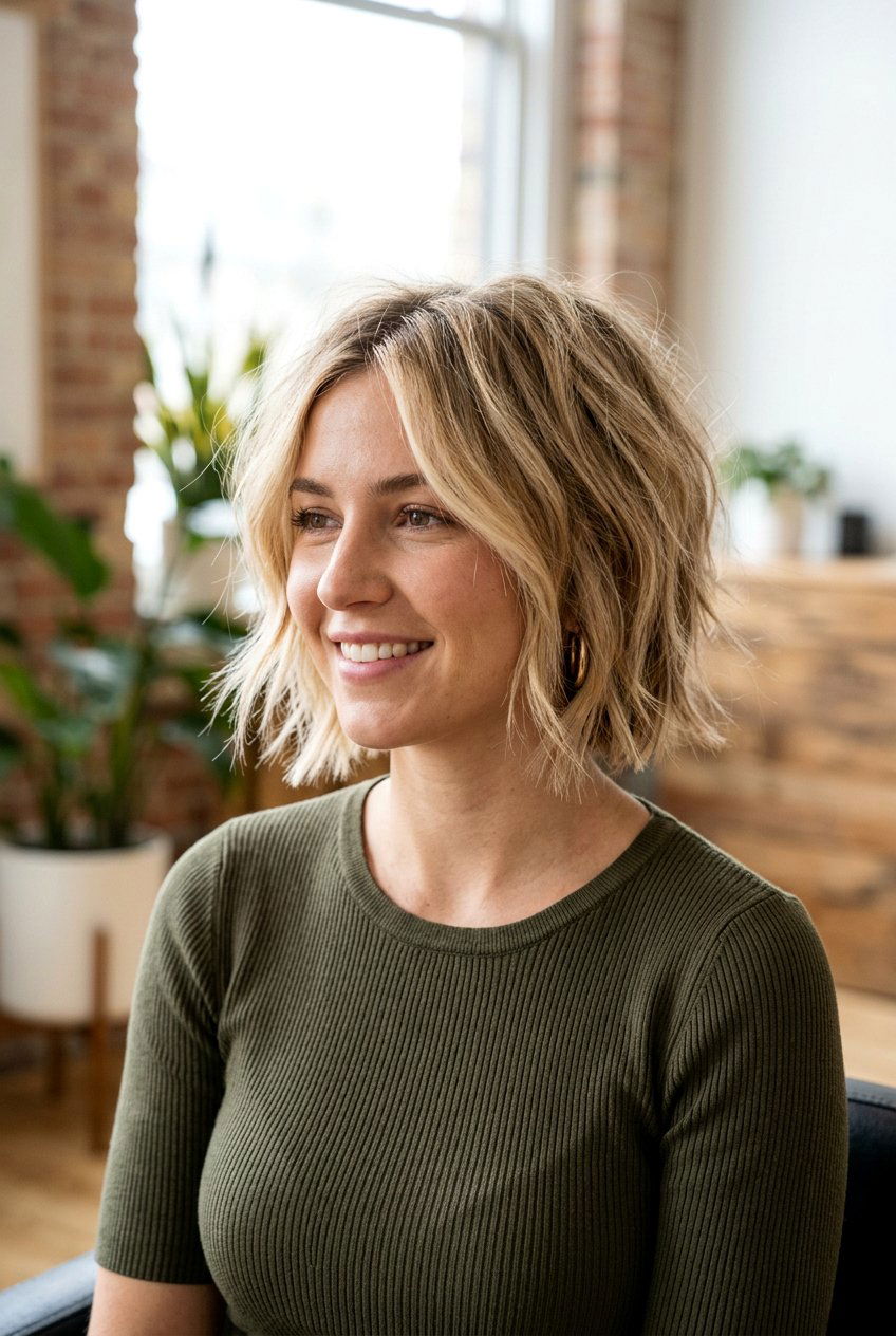 Textured Bob Haircut - 20 haircuts for square face shape - 20 haircuts for square face shape