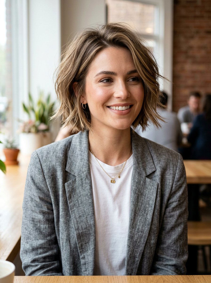 Textured Bob Haircut - 20 cute hairstyle for coffee date - 20 cute hairstyle for coffee date