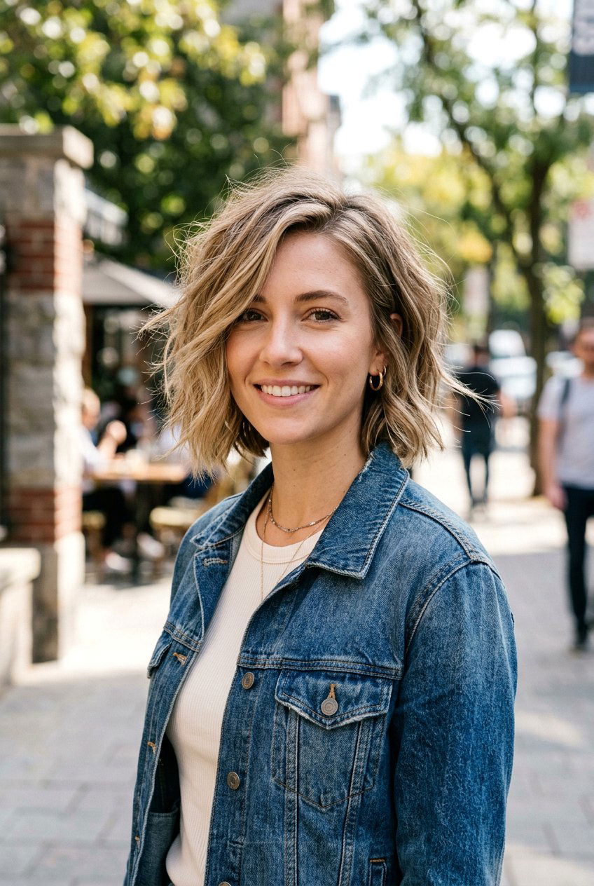 Textured Bob Side Part Fine Hair - 20 fine hair bob with side part - 20 fine hair bob with side part