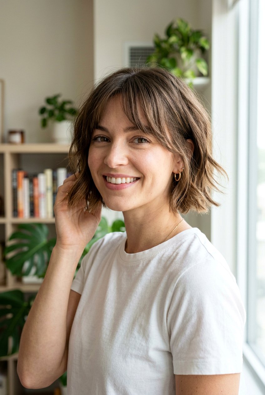 Textured Bob With Curtain Bangs - 20 bob with curtain bangs - 20 bob with curtain bangs