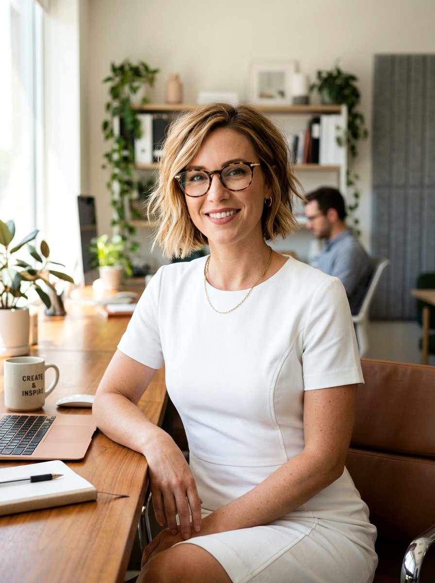 Textured Bob With Glasses - 20 office bob haircut with glasses