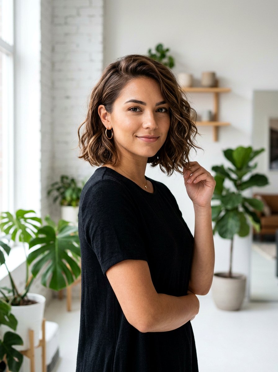 Textured Bob With Waves - 20 party hairstyle for black dress - 20 party hairstyle for black dress