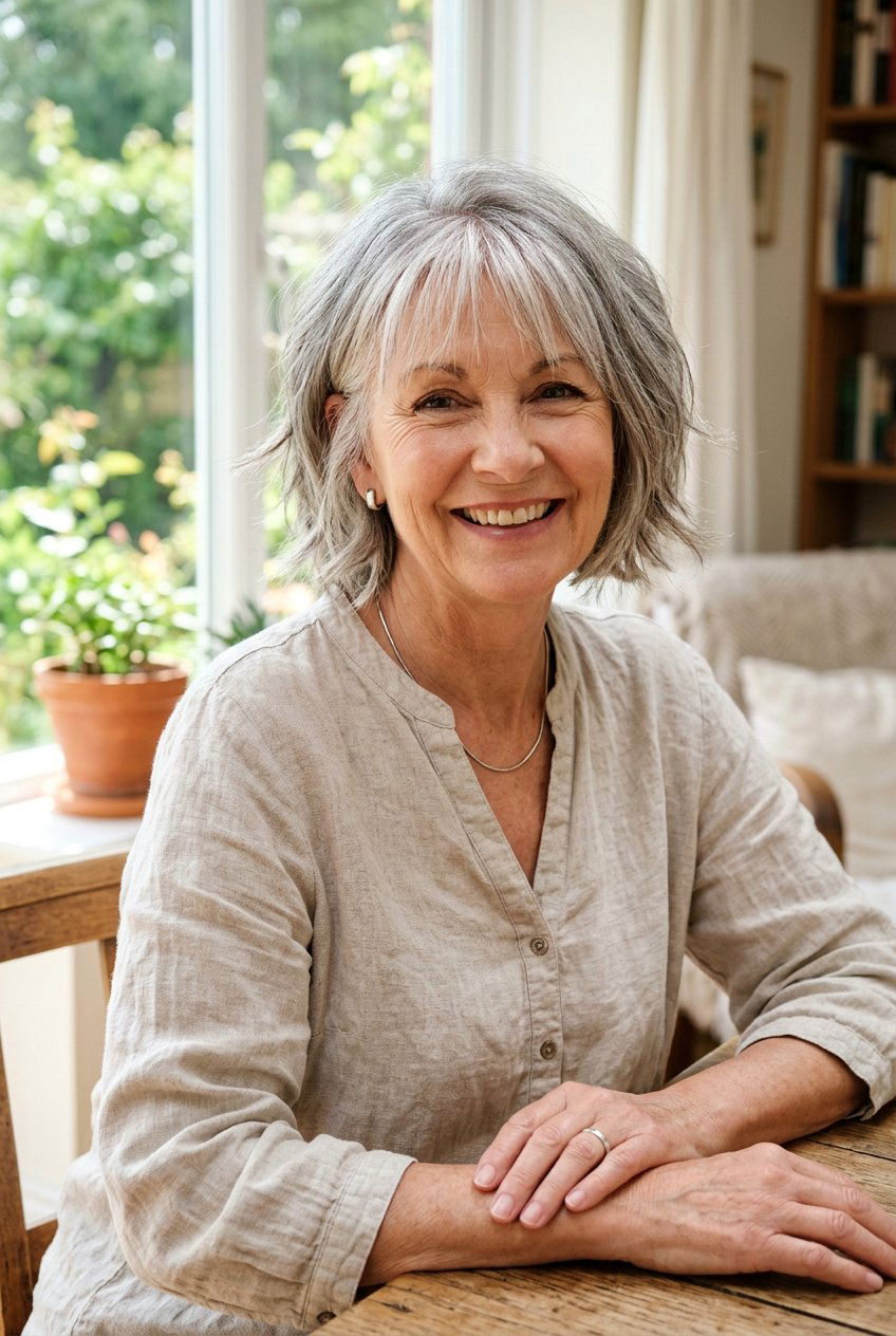 Textured Bob With Wispy Fringe - 20 bob haircut with soft fringe for older women - 20 bob haircut with soft fringe for older women