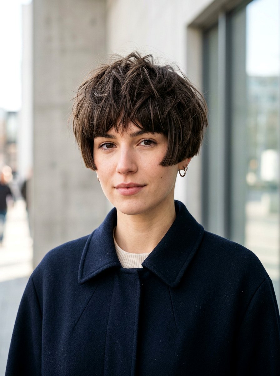 Textured Bowl Cut - 20 flattering haircut for rectangle face women - 20 flattering haircut for rectangle face women