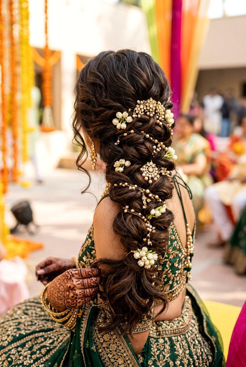 Textured Braid For Mehndi - 20 mehndi braid hairstyles - 20 mehndi braid hairstyles