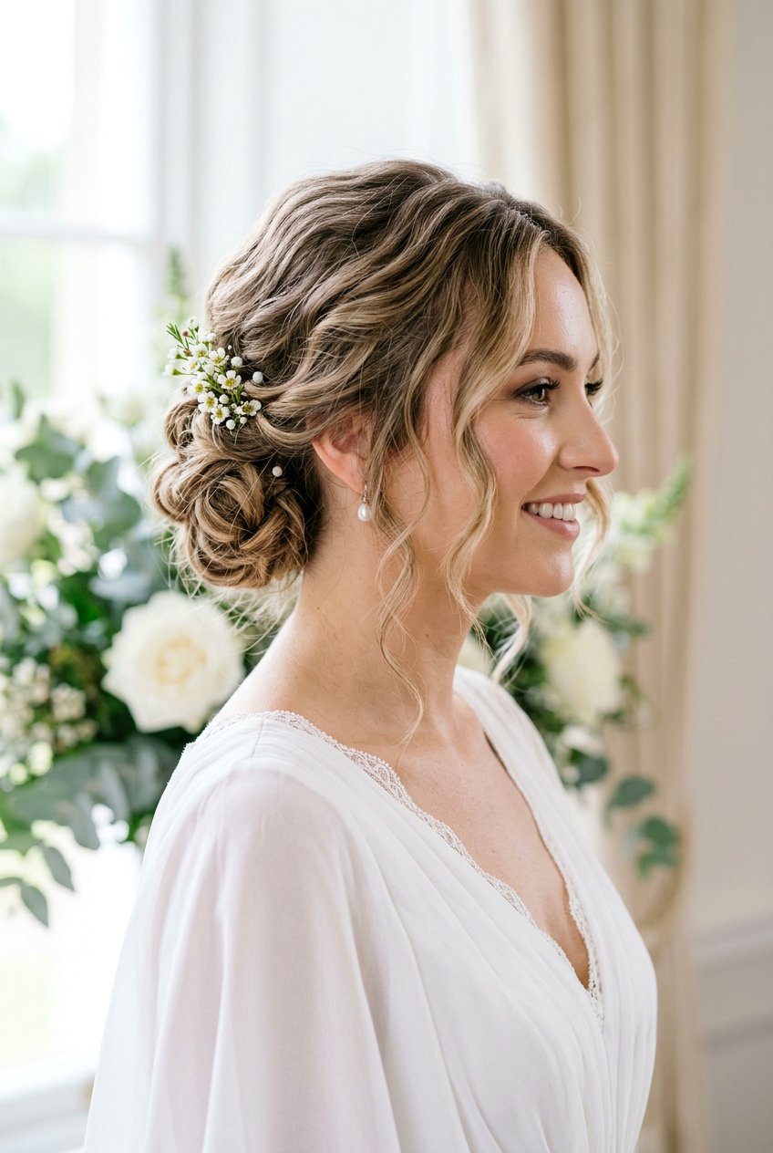 Textured Bridal Chignon With Tendrils - 20 modern bridal chignon - 20 modern bridal chignon