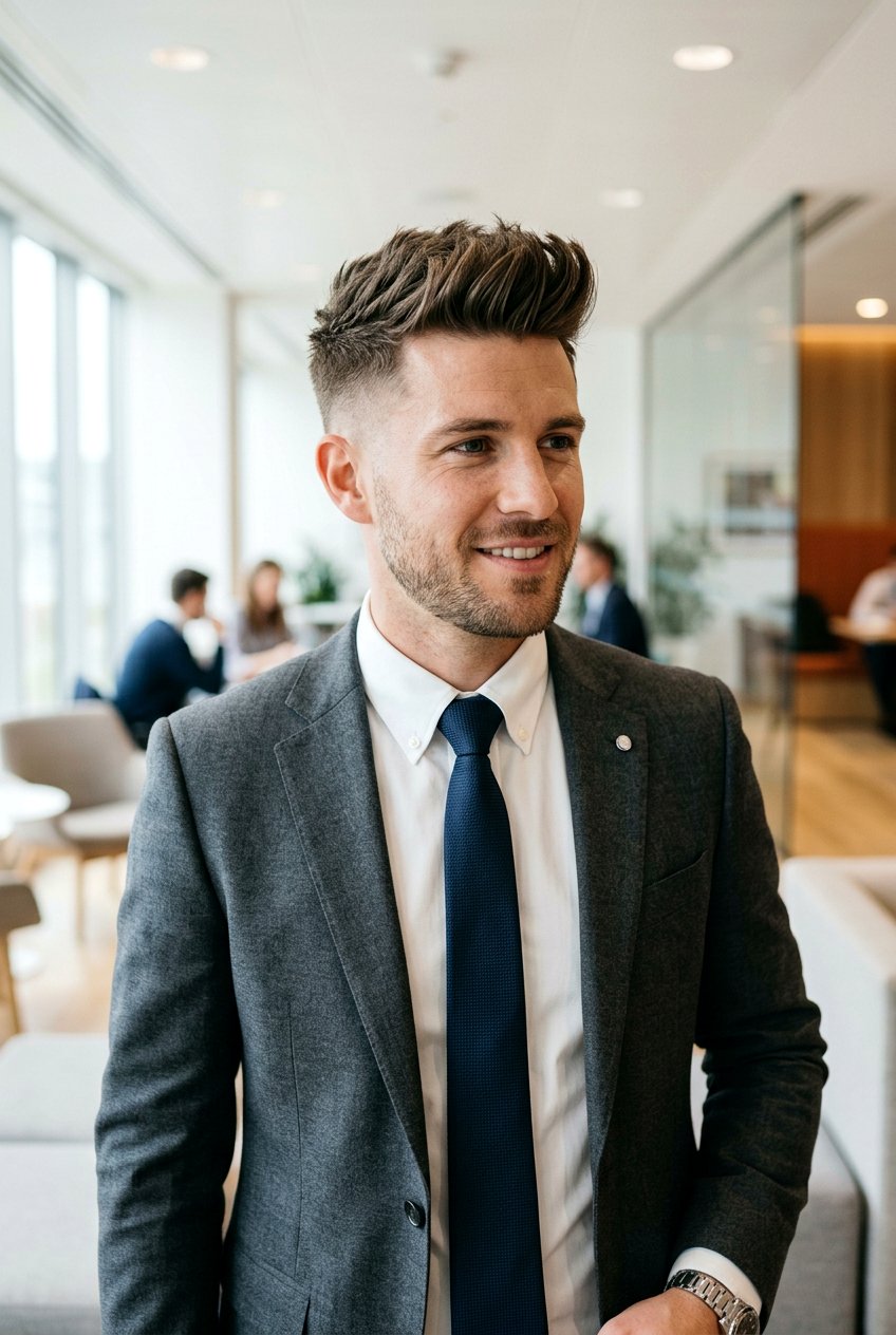 Textured Brush Up Crop - 20 men textured crop for office look - 20 men textured crop for office look