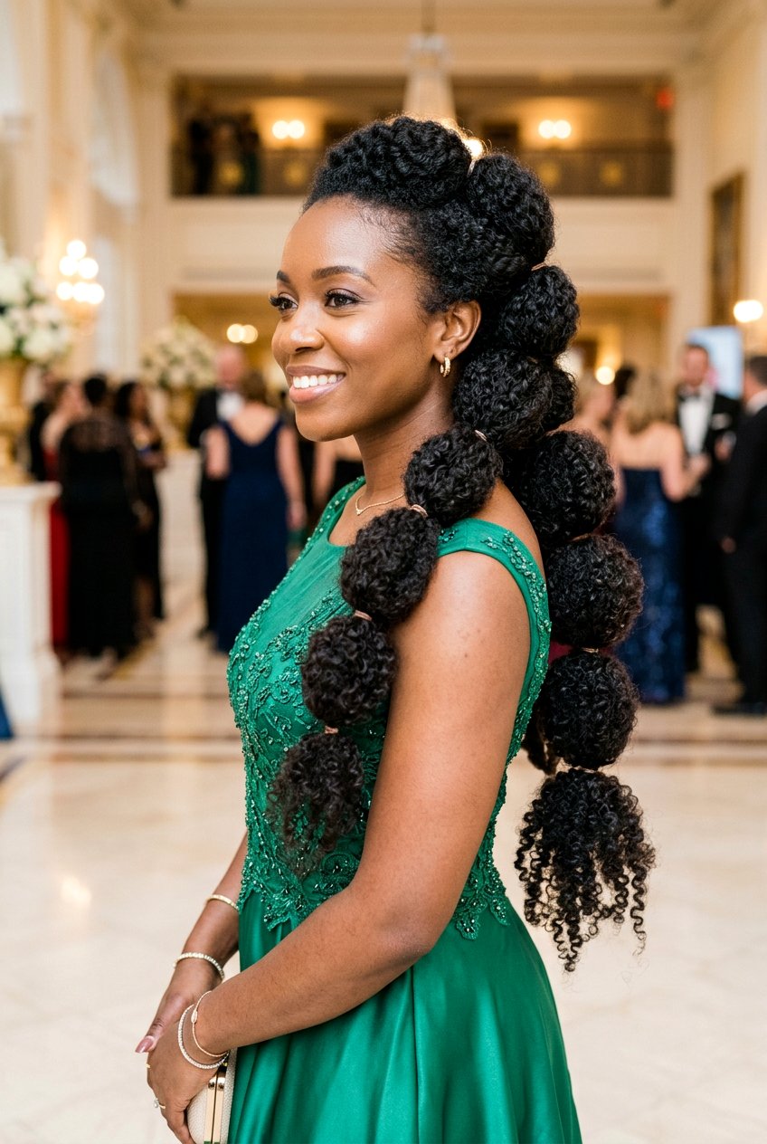 Textured Bubble Braid - 20 prom hairstyle with bubble braid - 20 prom hairstyle with bubble braid