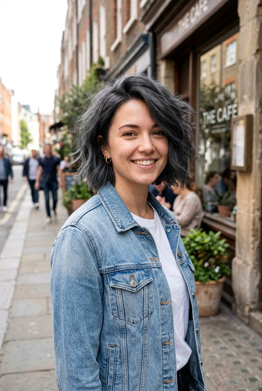 Textured Charcoal Bob - 20 low maintenance gray bob haircut - 20 low maintenance gray bob haircut