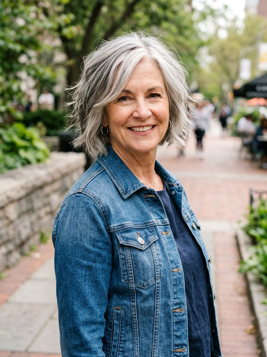 Textured Chin Length Bob - 20 short bob with volume for older women - 20 short bob with volume for older women