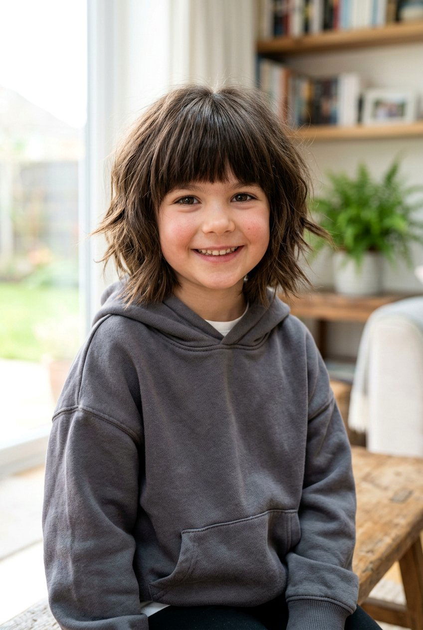 Textured Choppy Bob With Full Fringe - 20 little girls bob haircut with bangs - 20 little girls bob haircut with bangs