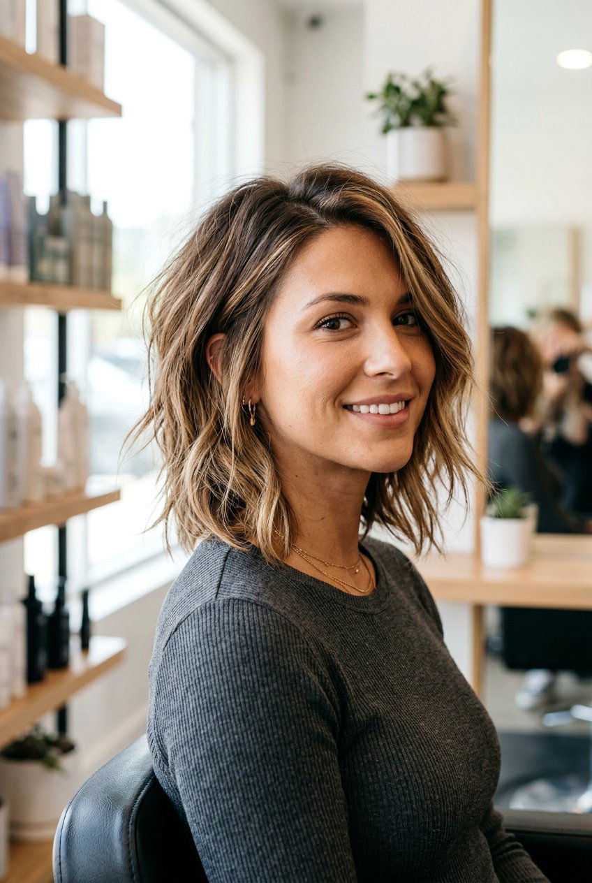 Textured Choppy Lob - 20 choppy layered haircut - 20 choppy layered haircut