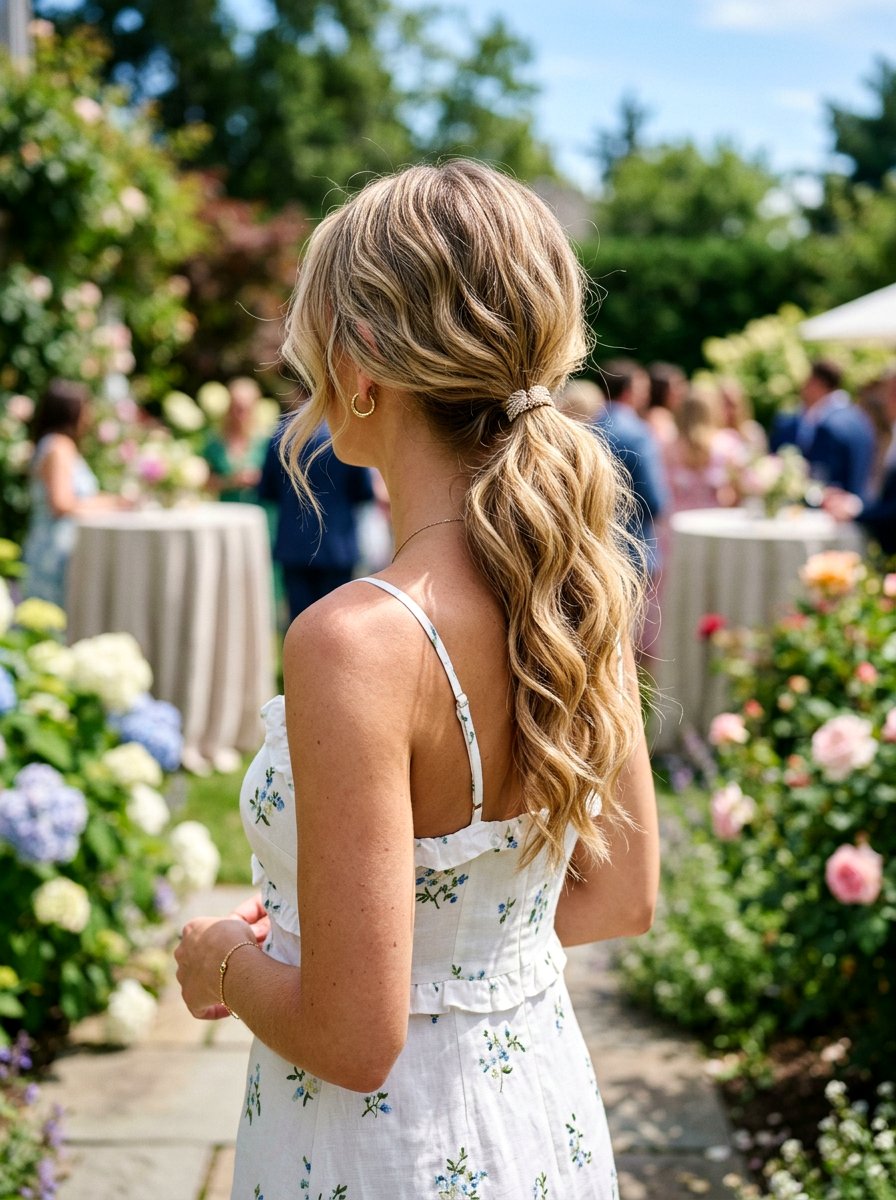 Textured Cocktail Ponytail With Soft Waves - 20 cocktail ponytail with soft waves - 20 cocktail ponytail with soft waves