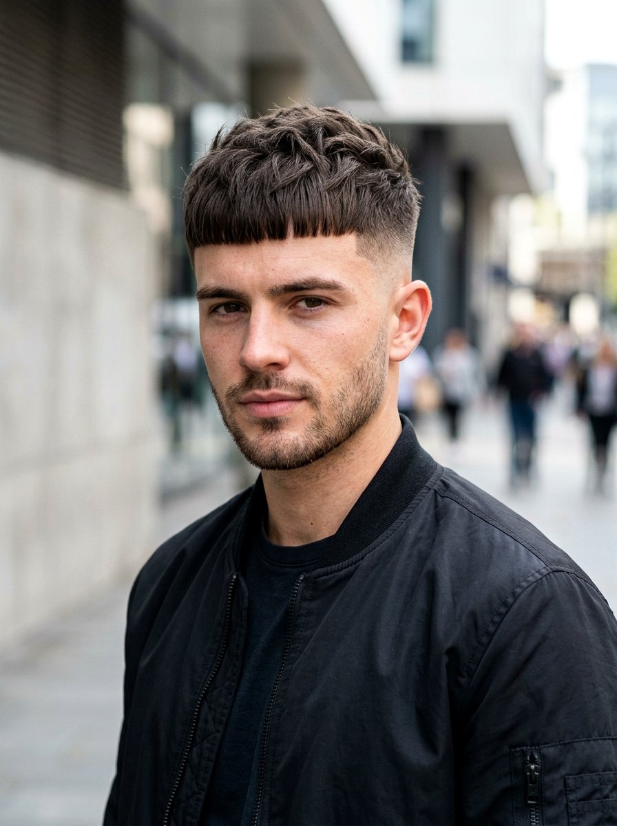 Textured Crop Blunt Fringe - 20 textured crop for round face men - 20 textured crop for round face men