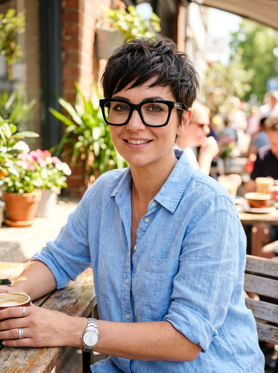 Textured Crop Haircut With Glasses - 20 short haircut for women over 50 with glasses - 20 short haircut for women over 50 with glasses