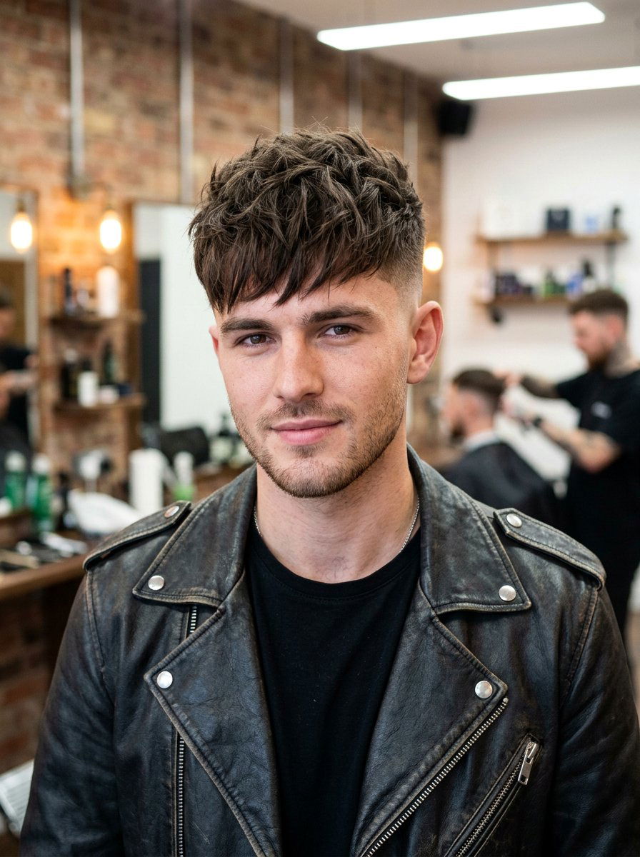 Textured Crop Long Fringe - 20 textured crop for round face men - 20 textured crop for round face men