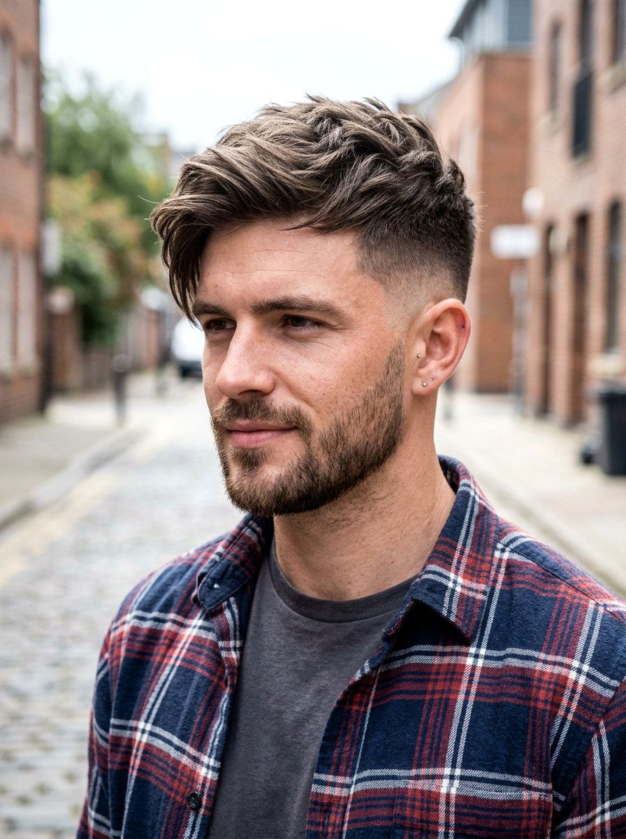 Textured Crop Side Swept - 20 textured crop for round face men - 20 textured crop for round face men