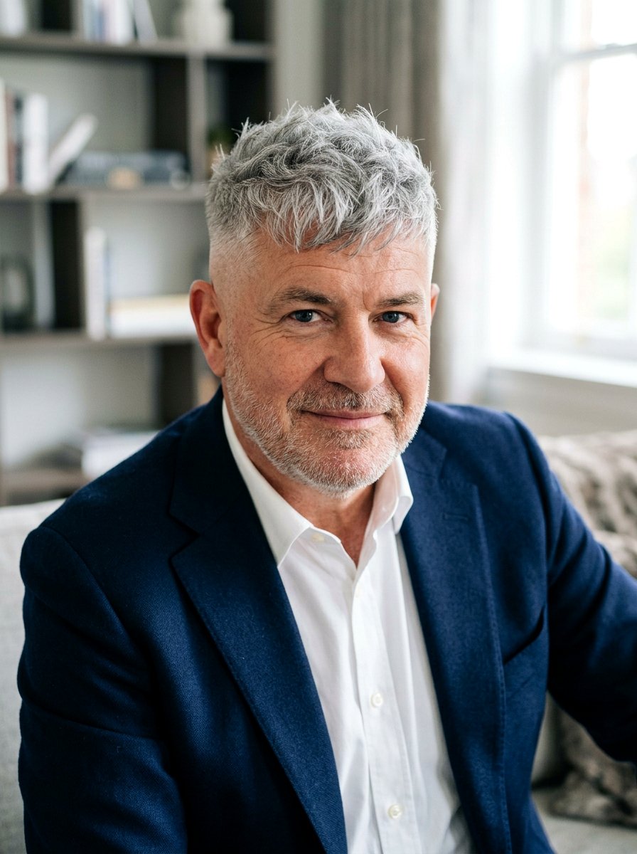 Textured Crop Silver Hair - 20 textured crop for round face men - 20 textured crop for round face men