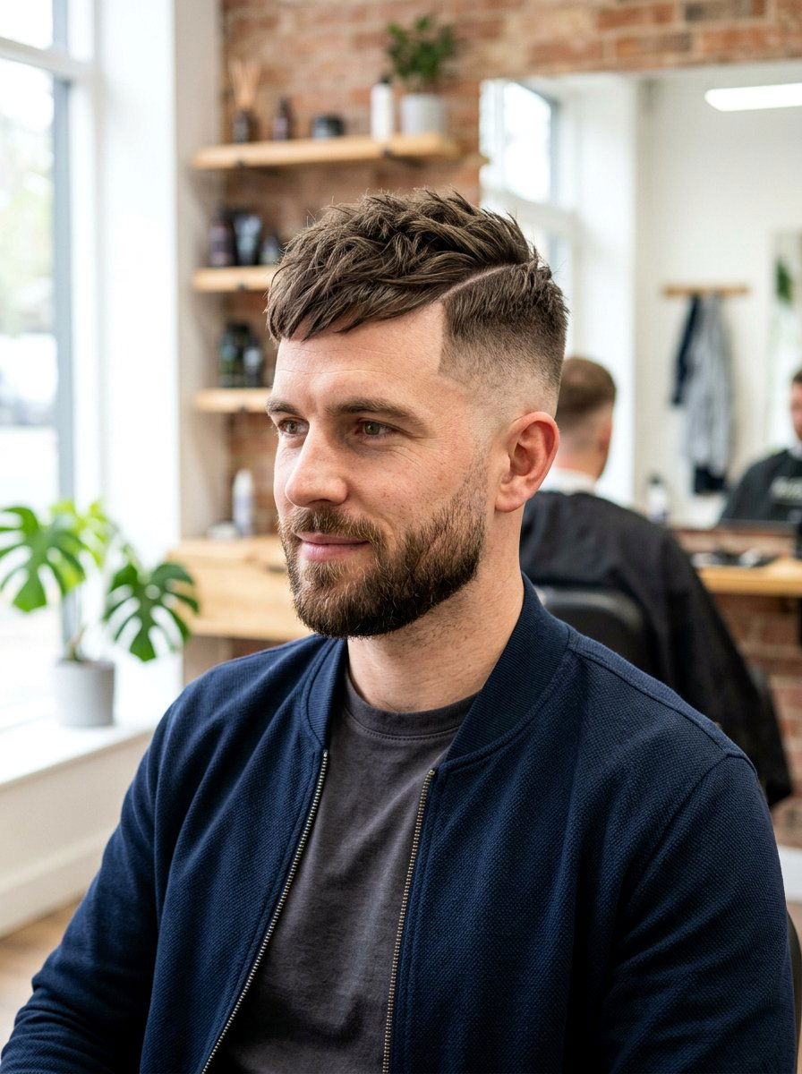 Textured Crop Skin Fade With Hard Part - 20 skin fade with textured crop - 20 skin fade with textured crop