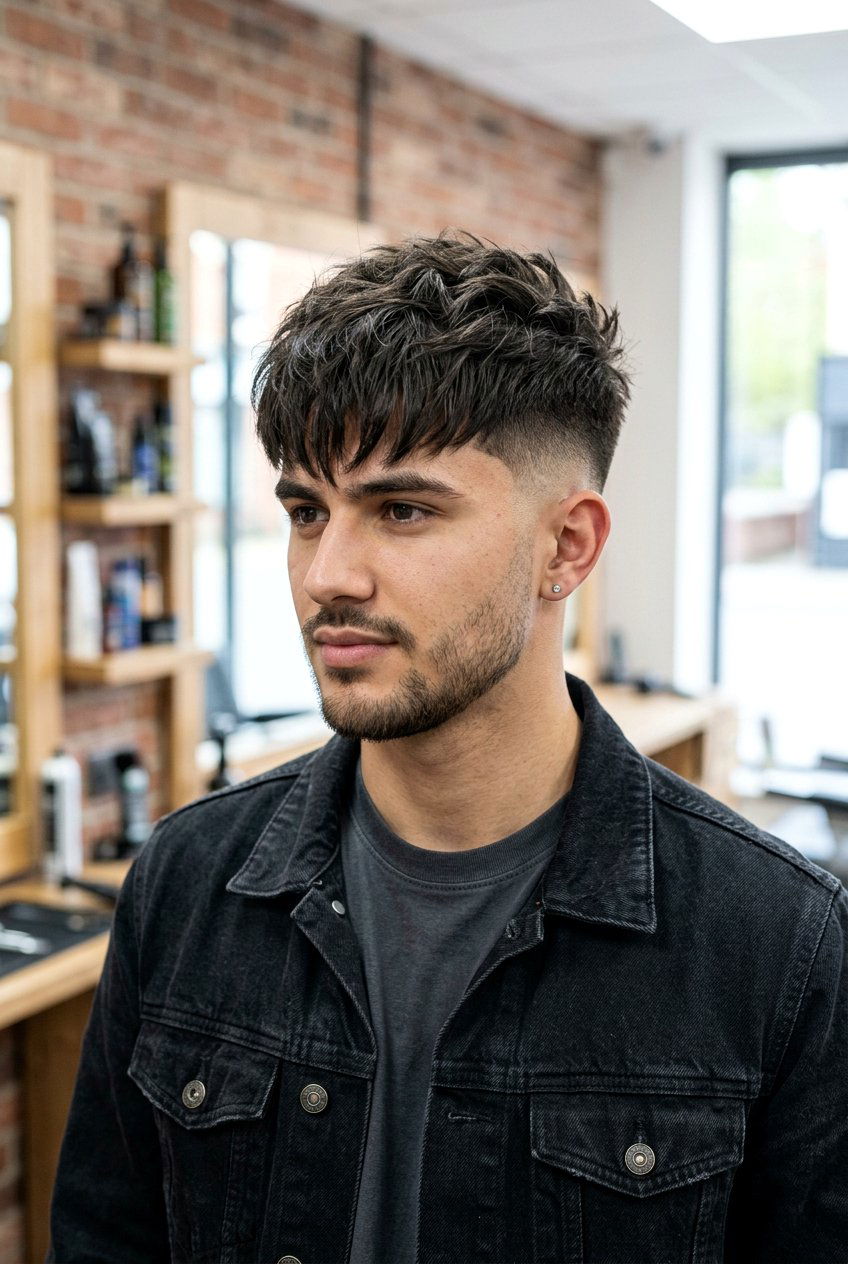 Textured Crop Top Fade - 20 long top short sides haircut men - 20 long top short sides haircut men