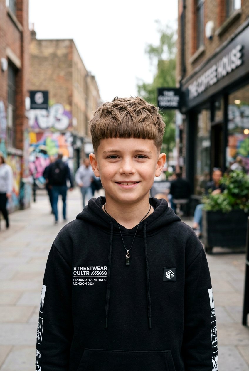 Textured Crop With Blunt Fringe - 20 young boys haircut for round face - 20 young boys haircut for round face