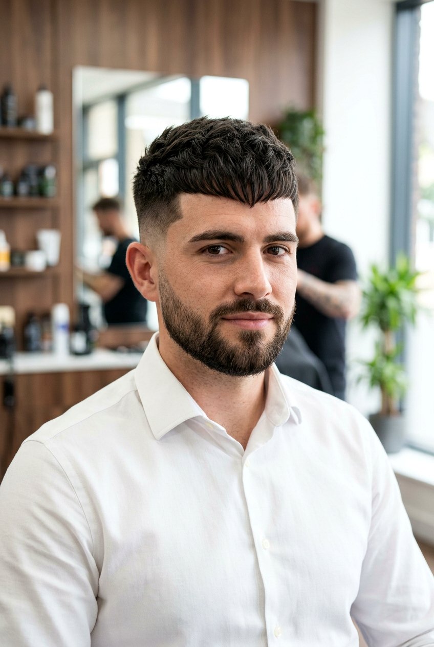 Textured Crop With Line Up - 20 men textured crop for office look - 20 men textured crop for office look