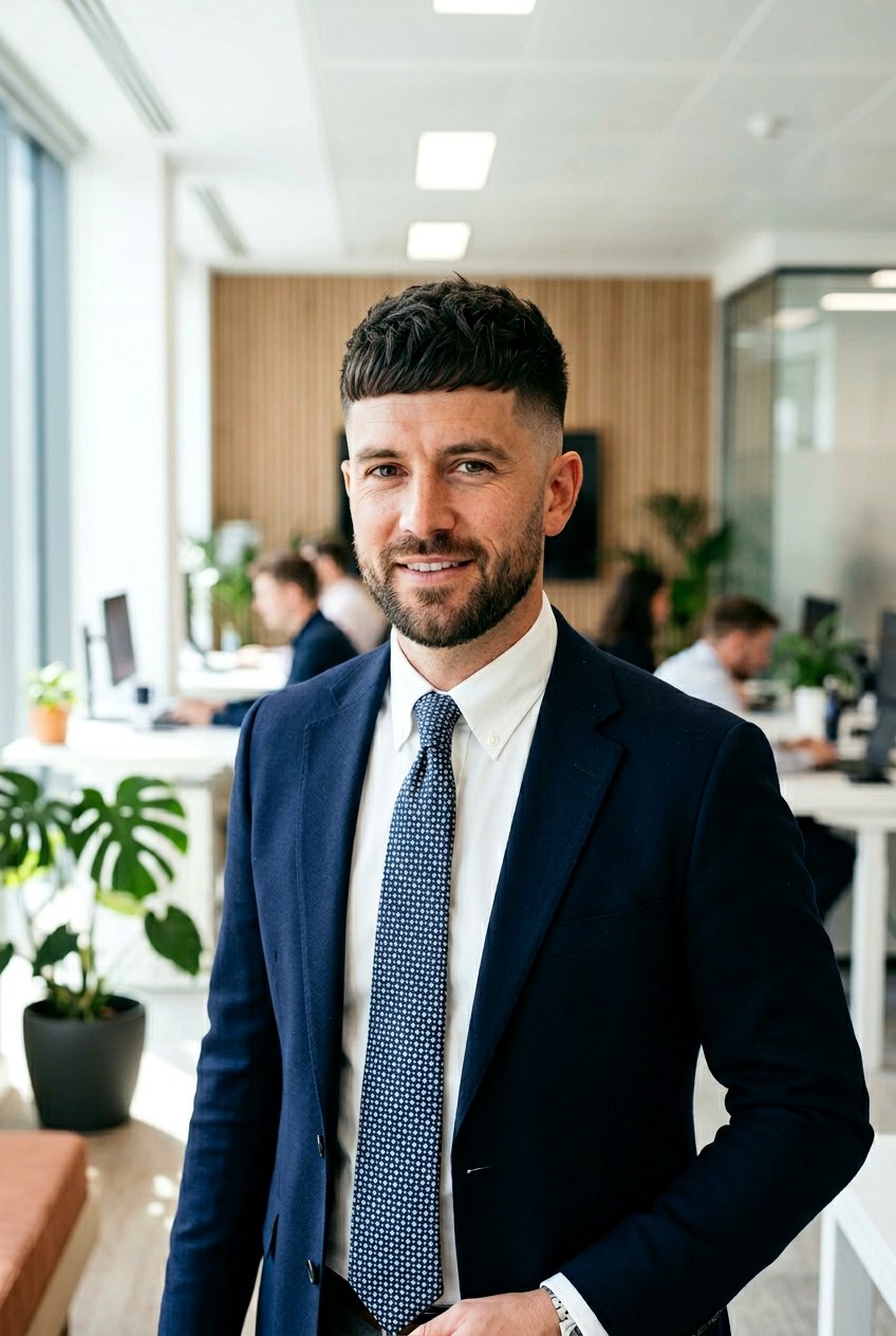 Textured Crop With Mid Fade - 20 men textured crop for office look - 20 men textured crop for office look