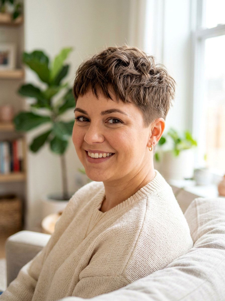 Textured Crop for Apple Face - 20 flattering haircut for apple face women - 20 flattering haircut for apple face women