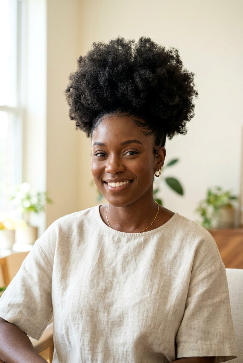 Textured Crown Puff - 20 sleek puff hairstyle for natural hair - 20 sleek puff hairstyle for natural hair