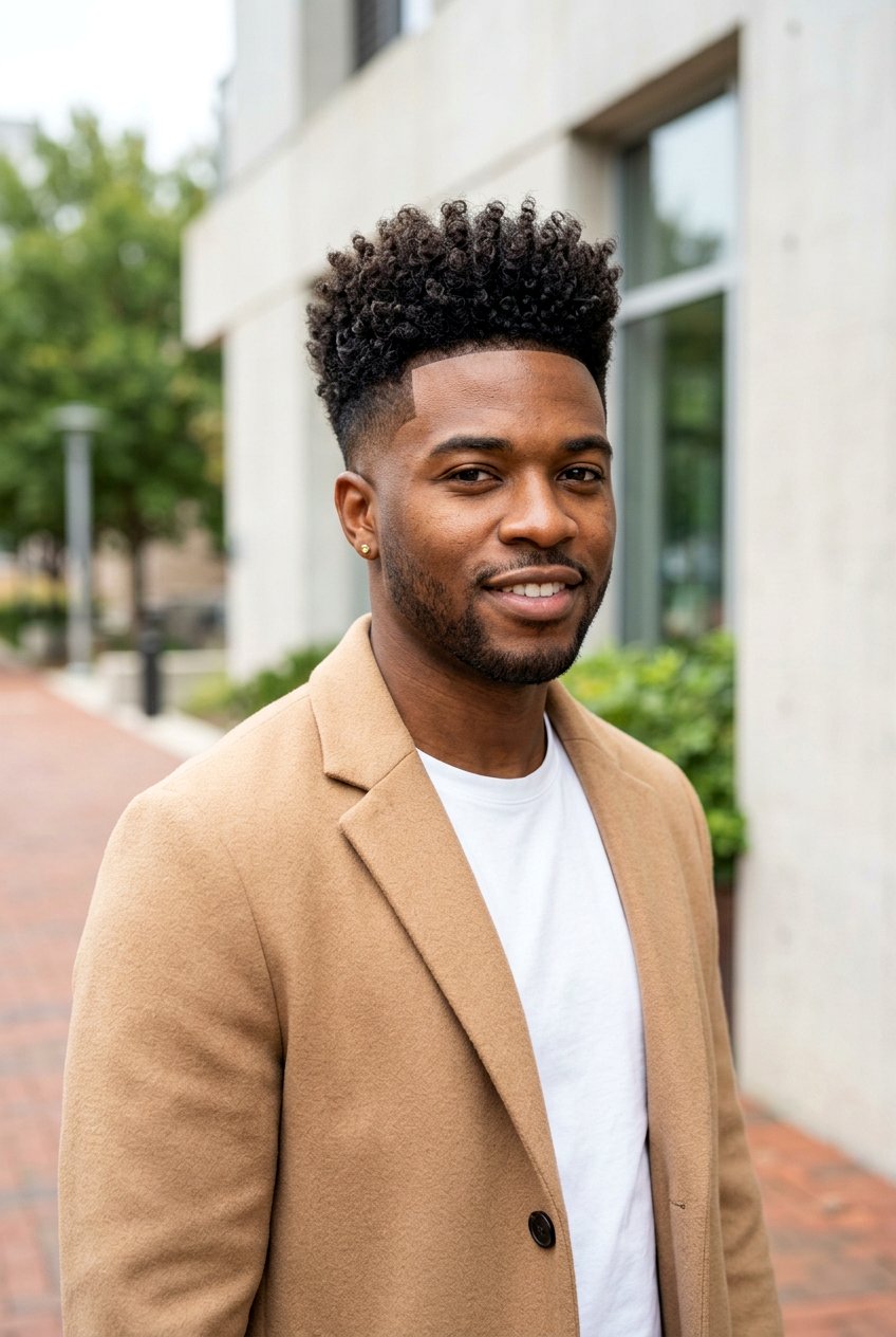 Textured Curly High Top Fade - 20 curly high top fade haircut - 20 curly high top fade haircut