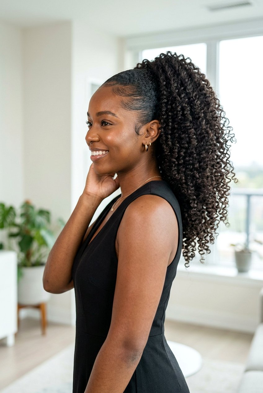 Textured Curly Ponytail For Natural Curls - 20 homecoming ponytail with curls - 20 homecoming ponytail with curls