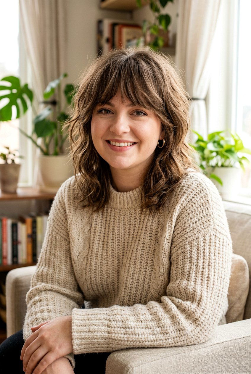 Textured Feather Fringe Round Face - 20 curtain fringe for round face women - 20 curtain fringe for round face women