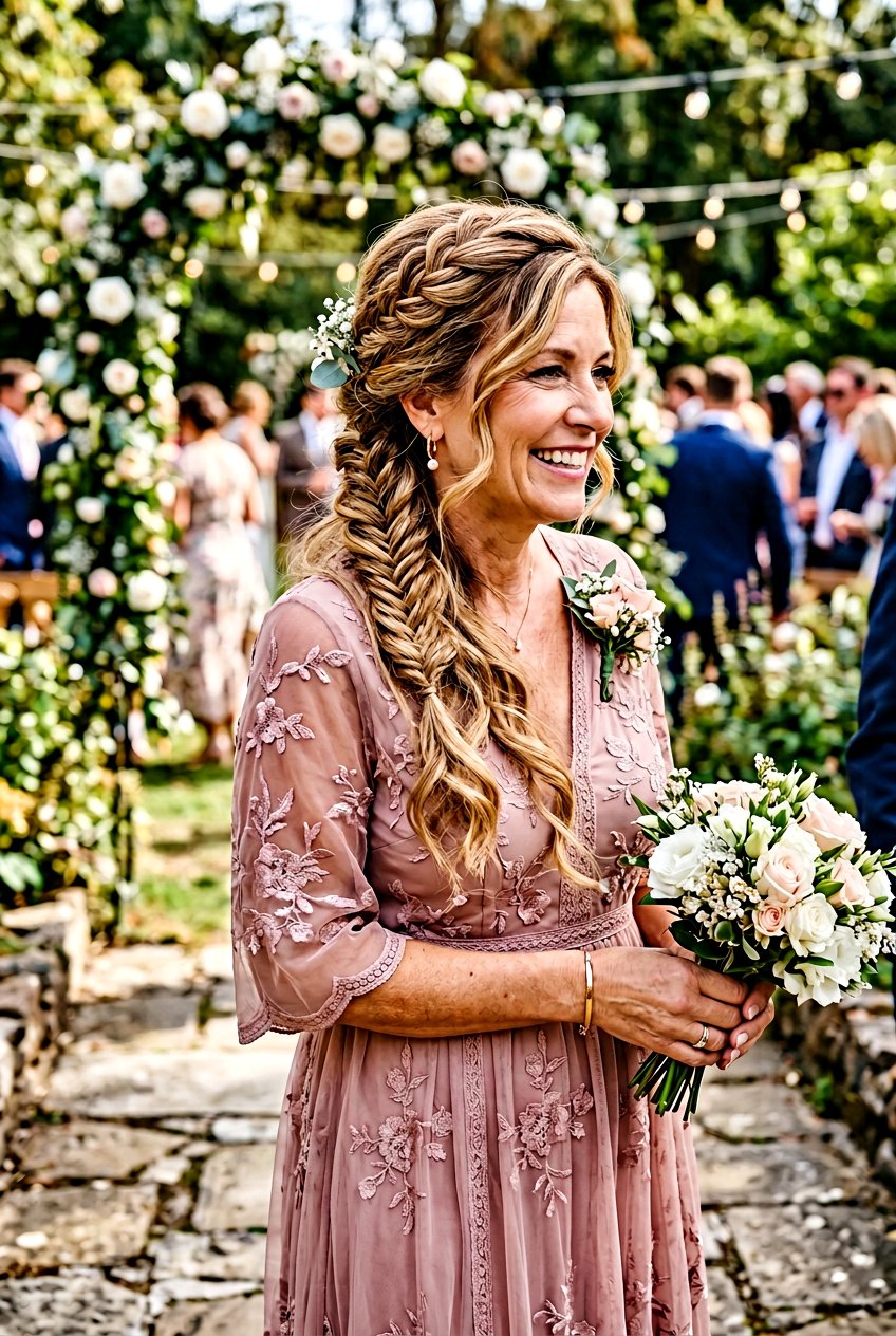 Textured Fishtail Half - 20 half up hairstyle for mother of the bride - 20 half up hairstyle for mother of the bride