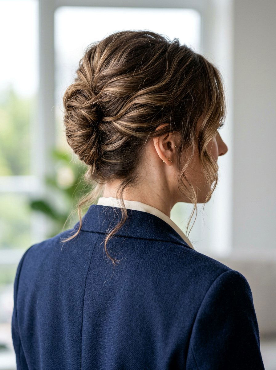 Textured French Twist With Soft Pieces - 20 soft glam hairstyle for shoulder length hair - 20 soft glam hairstyle for shoulder length hair