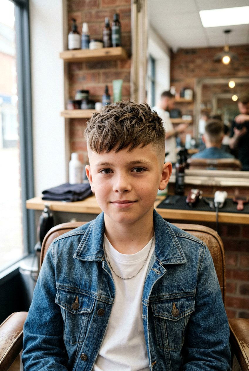 Textured Fringe Crop With Skin Fade - 20 boys haircut with side swept fringe - 20 boys haircut with side swept fringe