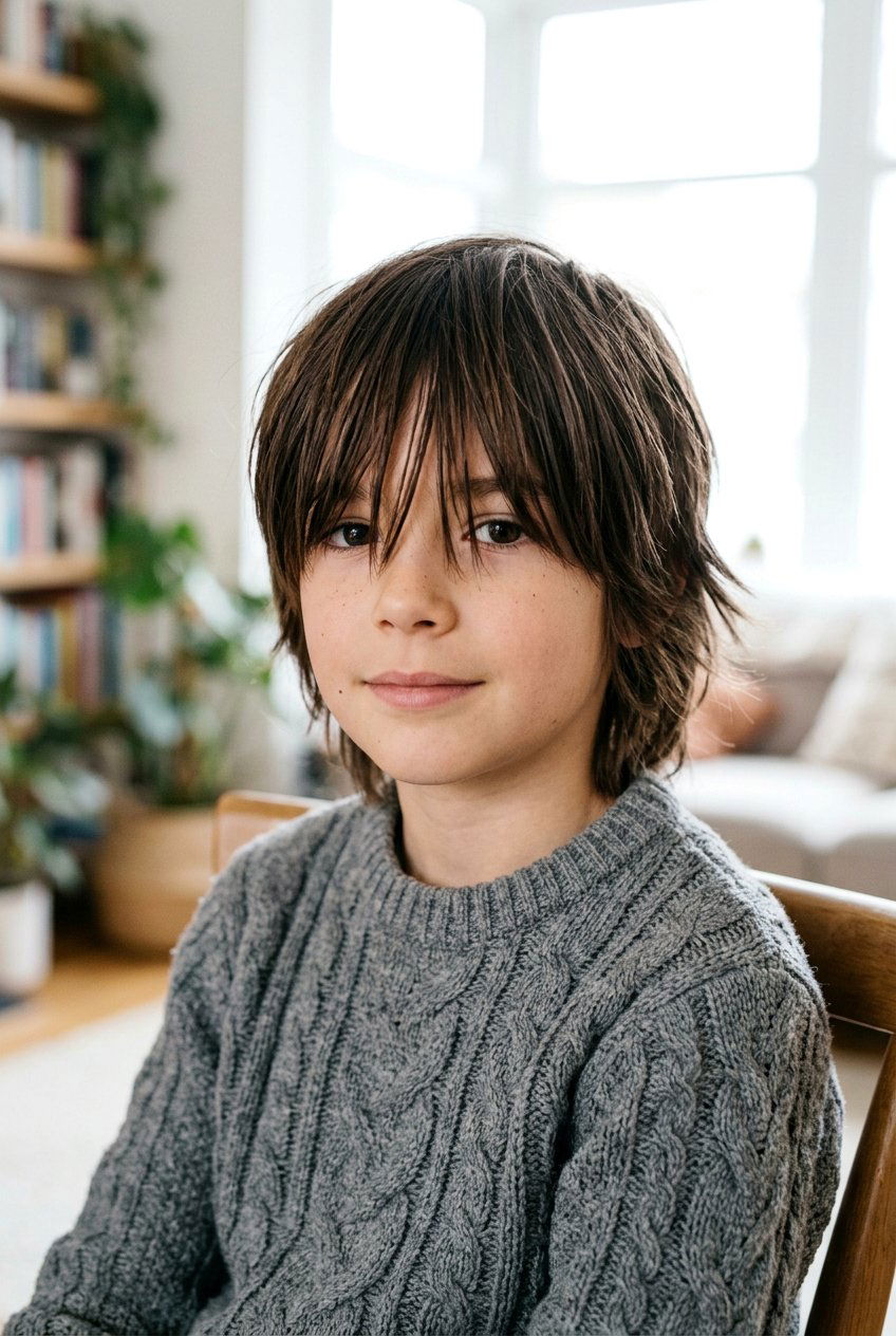 Textured Fringe Long Cut - 20 long haircut for boys with straight hair - 20 long haircut for boys with straight hair