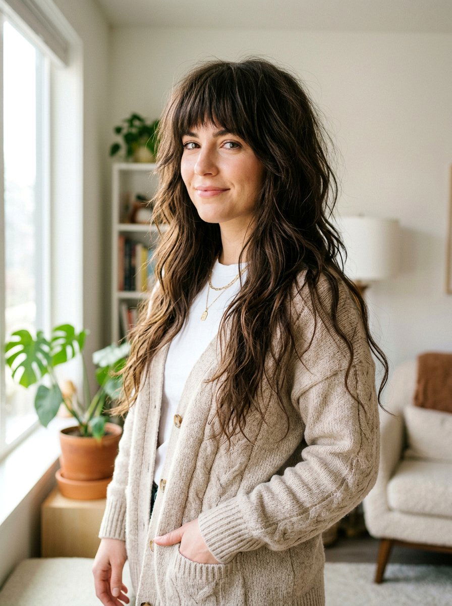 Textured Fringe Long Hair - 20 hairstyle to hide thinning temples - 20 hairstyle to hide thinning temples