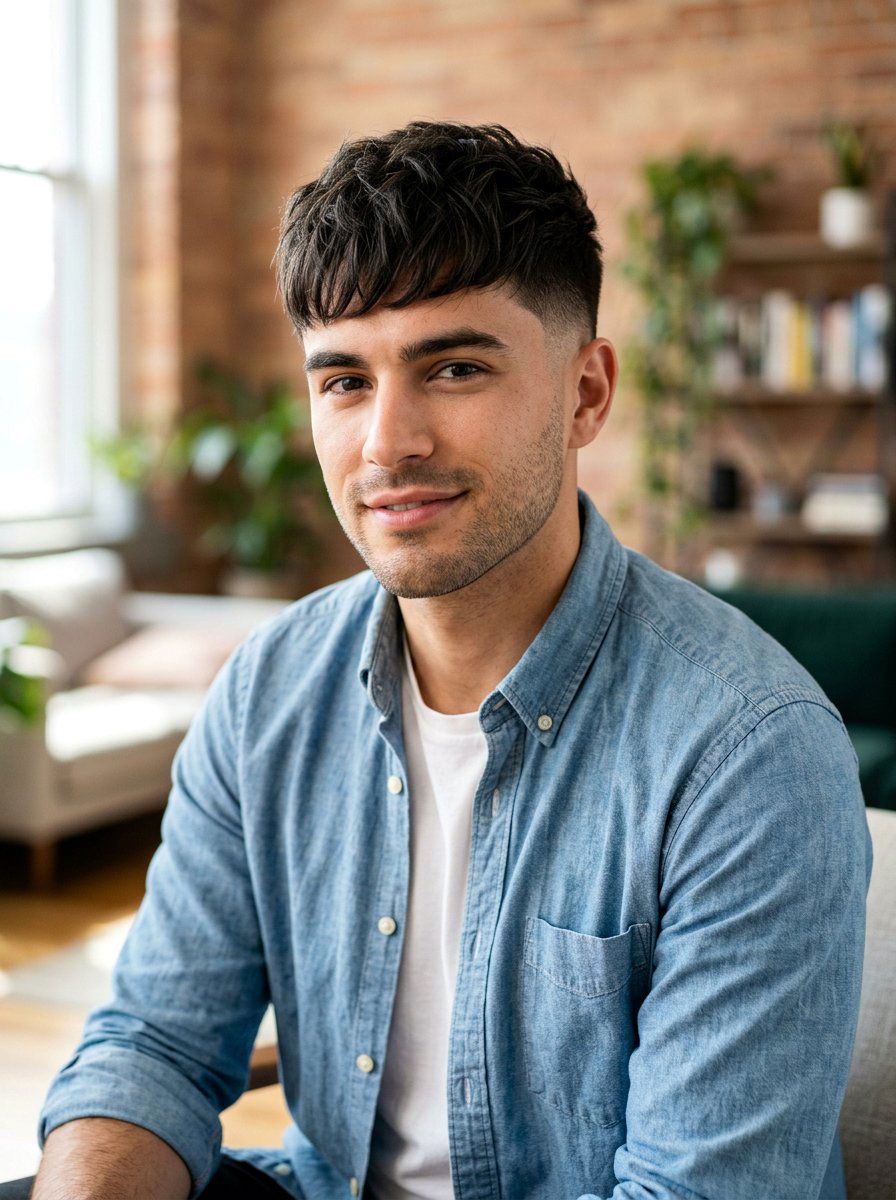 Textured Fringe Taper Fade For Oval Face - 20 textured fringe with taper fade - 20 textured fringe with taper fade