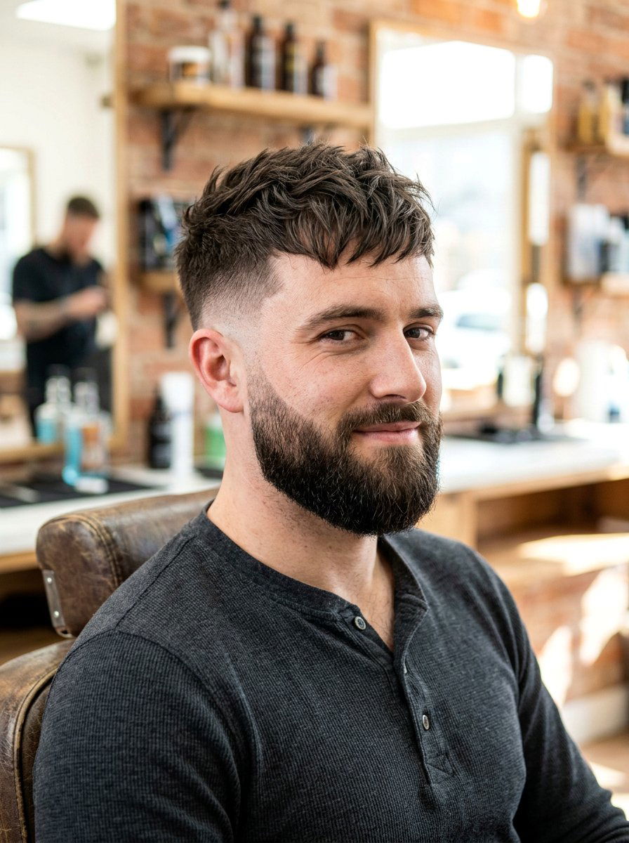 Textured Fringe With Beard And Taper Fade - 20 textured fringe with taper fade - 20 textured fringe with taper fade