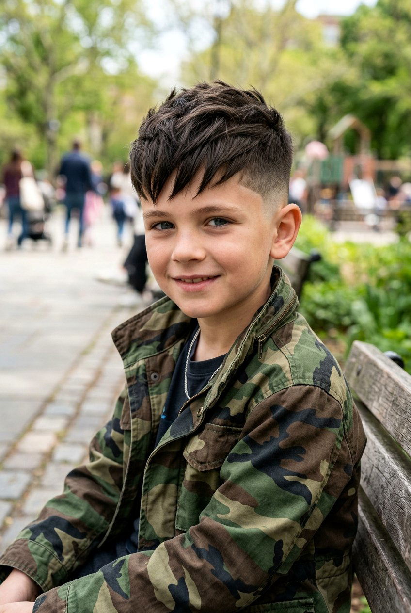 Textured Fringe With Mid Fade - 20 young boys haircut for round face - 20 young boys haircut for round face