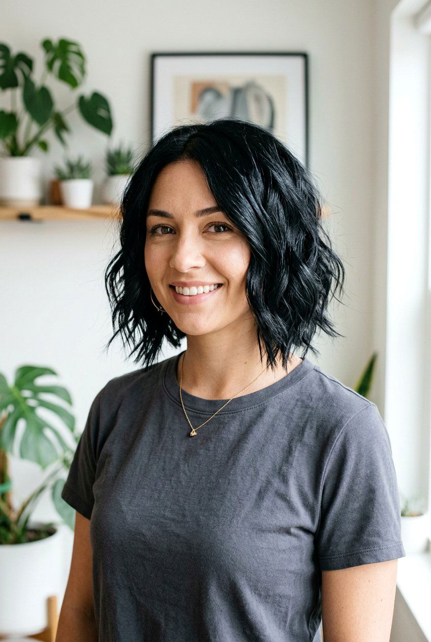 Textured Glossy Black Bob - 20 glossy black bob haircut - 20 glossy black bob haircut