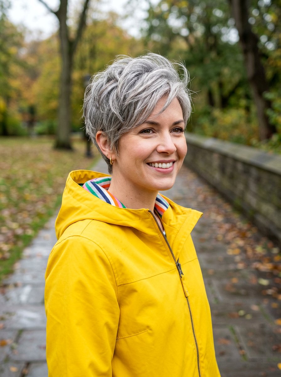 Textured Gray Pixie For Fine Hair - 20 short gray pixie with layers - 20 short gray pixie with layers