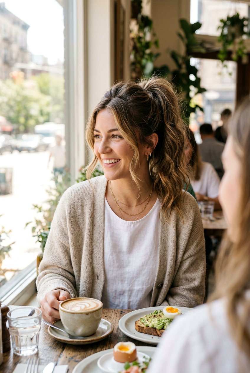 Textured High Ponytail For Brunch - 20 brunch hairstyles for women - 20 brunch hairstyles for women