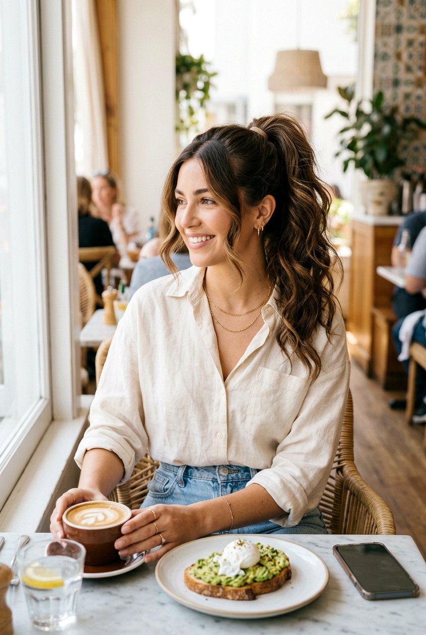 Textured High Ponytail For Brunch - 20 brunch ponytail hairstyles - 20 brunch ponytail hairstyles